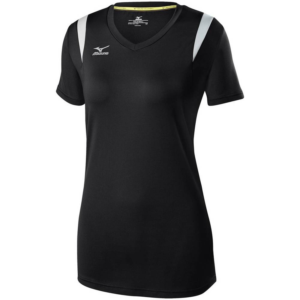 Camisas Mizuno Voleibol Balboa 5.0 Long Sleeve - Mulher - Pretas/Prateadas - MVGXE0324